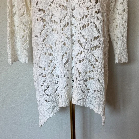 NWT J. Jill White Crochet Cotton Knit Sweater size Large - Picture 4 of 15